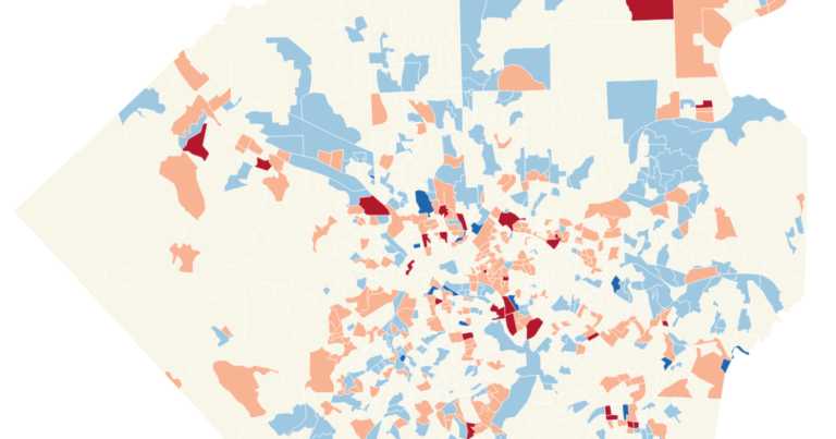 지역 농촌 및 도시 지역의 트럼프 이익이 피츠버그 교외의 해리스 이익보다 큽니다.
    


