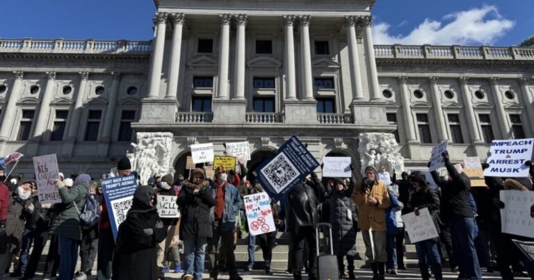 해리스 버그 도널드 트럼프 대통령에 대한 국가 항의의 일부
    



