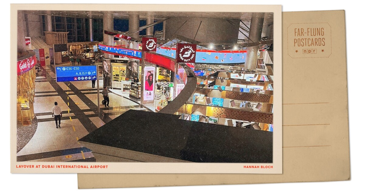 두바이 공항의 인사말, 긴 레이아버도 목적지가 될 수 있습니다.